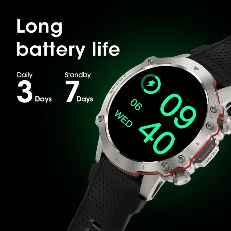 Compra em Bulk RUN8 Smartwatch de 1,55 Polegadas com Monitor de Saúde, Chamadas via Bluetooth, GPS e Rastreamento Esportivo - Preto