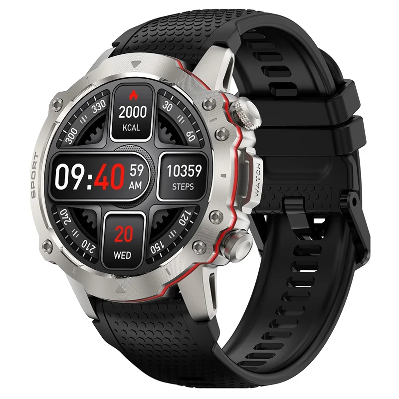 Bulk Purchasing RUN8 1.55 Inch Smart Watch Health Monitor Bluetooth-compatible Calling GPS Tracking Sports Watch - Silver+Black