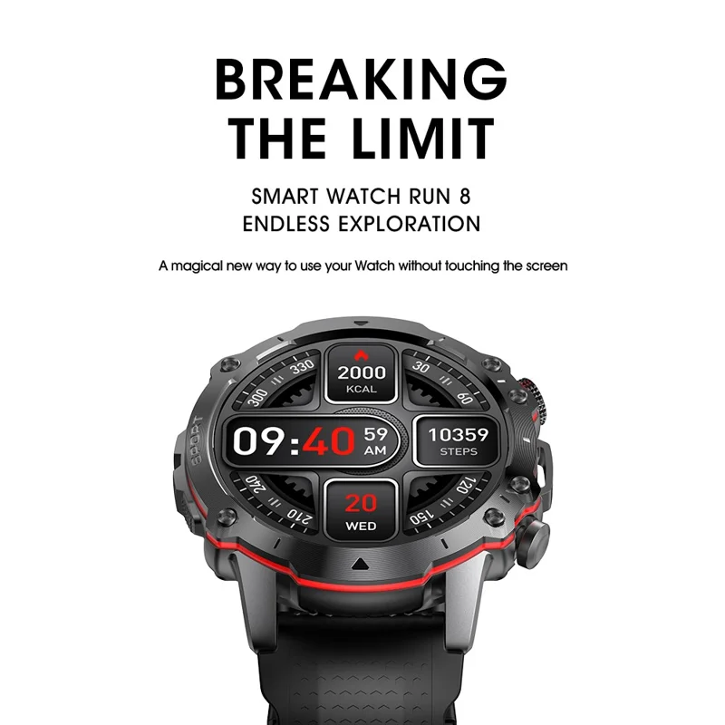 Bulk Purchasing RUN8 1.55 Inch Smart Watch Health Monitor Bluetooth-compatible Calling GPS Tracking Sports Watch - Silver+Black