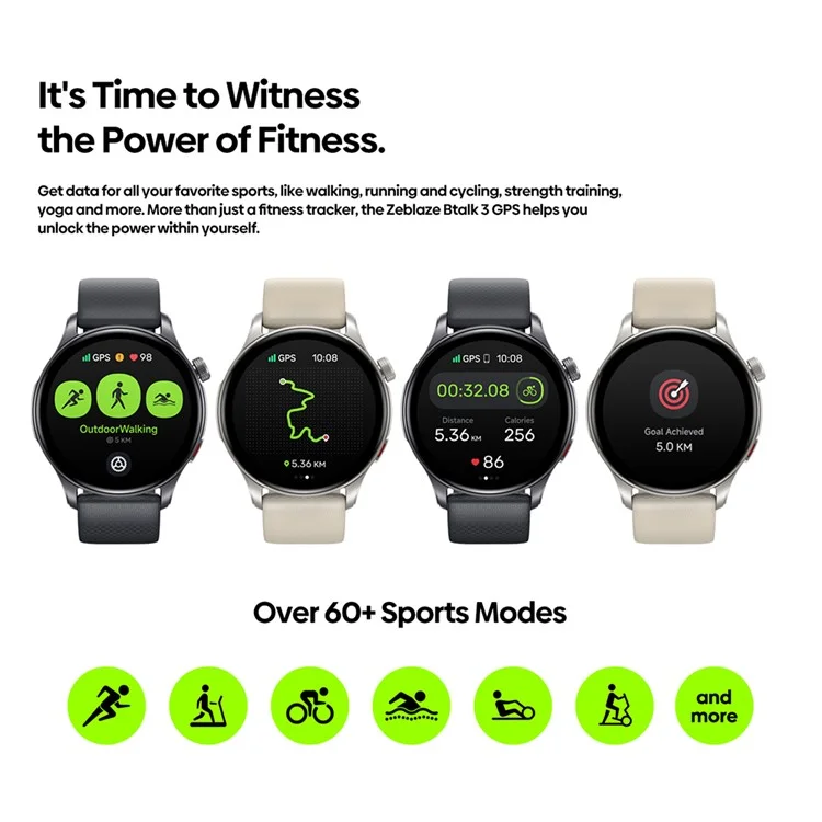 ZEBLAZE Btalk 3 GPS Smart Watch 1.43 Inch AMOLED Screen Outdoor Sports Tracker Health Monitor - Cream