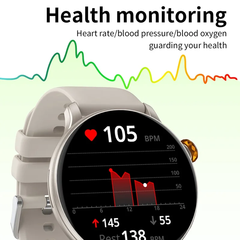 CY26 Waterproof Smart Watch 1.43 Inch AMOLED Screen Bluetooth-compatible Call NFC Sports Tracker for Android iOS - Black