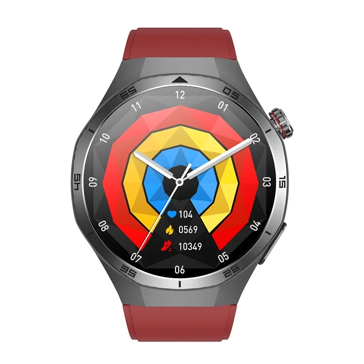 ET456 Silikon-Armband 1,56 Zoll Rundes AMOLED-Display Smartwatch mit Bluetooth-Kompatibilität, Anrufen, EKG-Gesundheitsmonitor und Sportfunktion - Rot