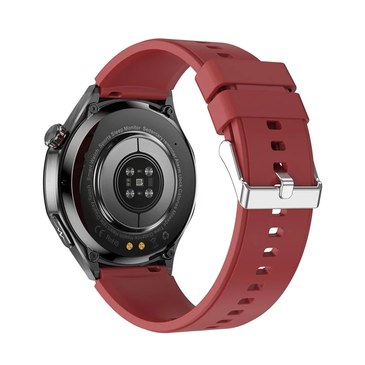 ET456 Silikon-Armband 1,56 Zoll Rundes AMOLED-Display Smartwatch mit Bluetooth-Kompatibilität, Anrufen, EKG-Gesundheitsmonitor und Sportfunktion - Rot