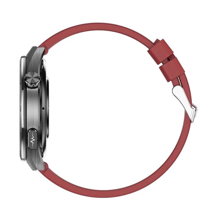 ET456 Silikon-Armband 1,56 Zoll Rundes AMOLED-Display Smartwatch mit Bluetooth-Kompatibilität, Anrufen, EKG-Gesundheitsmonitor und Sportfunktion - Rot