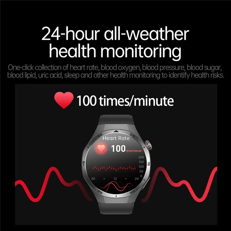 ET456 Leather Strap 1.56 Inch Round AMOLED Screen Smart Watch Bluetooth-Compatible Call ECG Health Monitor Sports Watch - Black