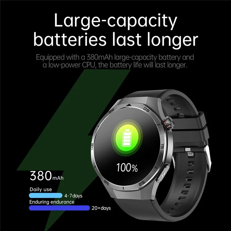 ET456 Leather Strap 1.56 Inch Round AMOLED Screen Smart Watch Bluetooth-Compatible Call ECG Health Monitor Sports Watch - Black