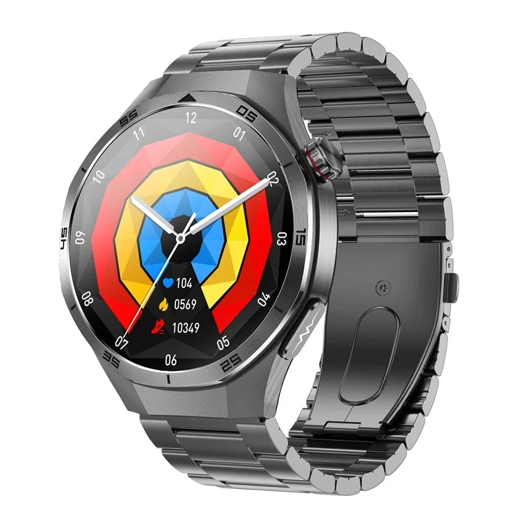 ET456 Steel Strap 1.56 Inch Round AMOLED Screen Smart Watch Bluetooth-Compatible Call ECG Health Monitor Sports Watch
