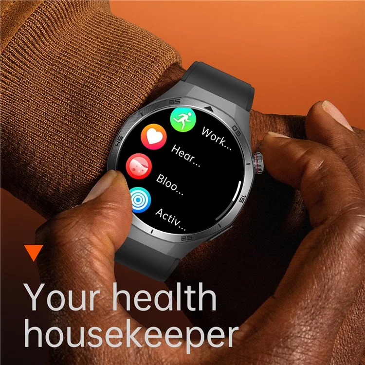 ET456 Steel Strap 1.56 Inch Round AMOLED Screen Smart Watch Bluetooth-Compatible Call ECG Health Monitor Sports Watch