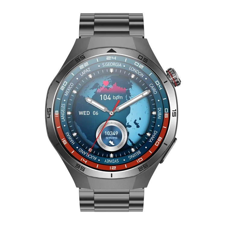 ET456 Steel Strap 1.56 Inch Round AMOLED Screen Smart Watch Bluetooth-Compatible Call ECG Health Monitor Sports Watch
