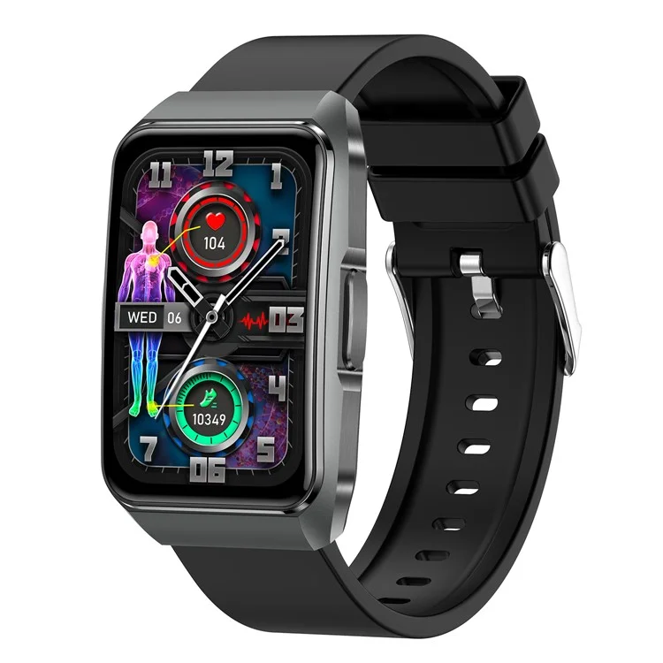 Pulsera Inteligente ET650 con Correa de Silicona, Monitor de Temperatura Corporal y Llamadas Bluetooth - Negro