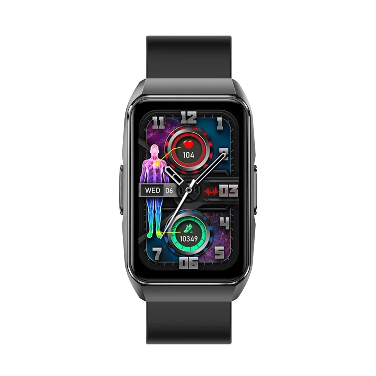 Pulsera Inteligente ET650 con Correa de Silicona, Monitor de Temperatura Corporal y Llamadas Bluetooth - Negro