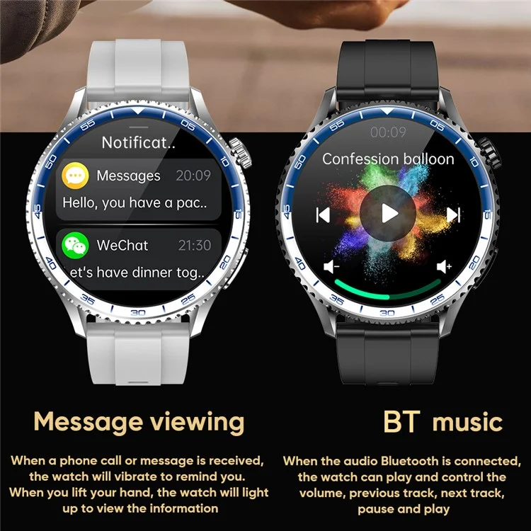 MT900 ECG Smart Watch 1.56 AMOLED Display Alipay Bluetooth-Compatible Calling Health Monitor Sport Watch - Black