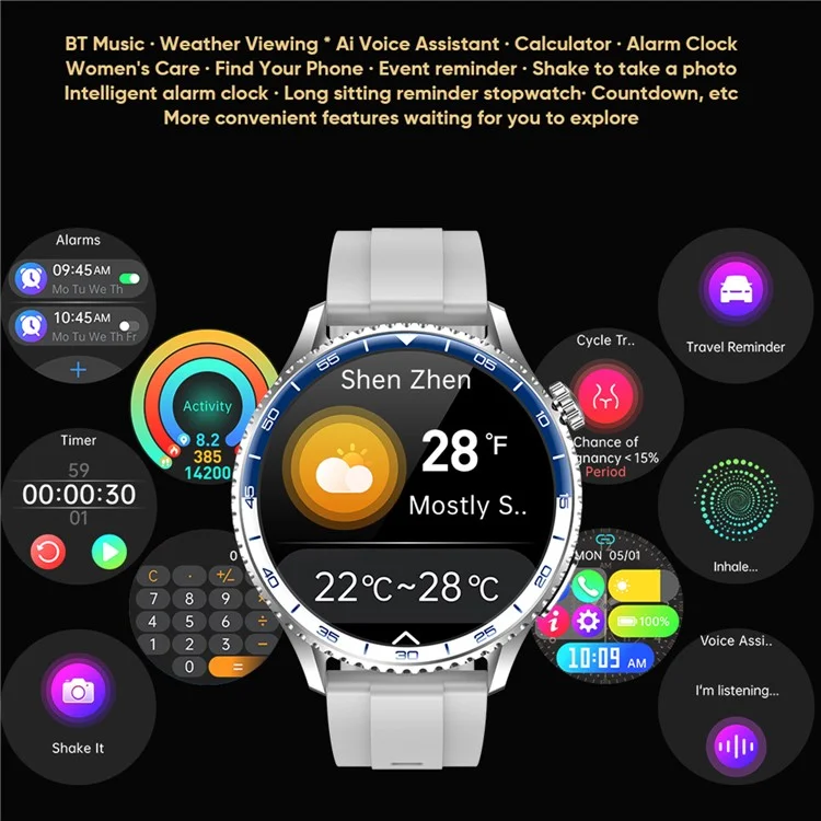 MT900 ECG Smart Watch 1.56 AMOLED Display Alipay Bluetooth-Compatible Calling Health Monitor Sport Watch - Black
