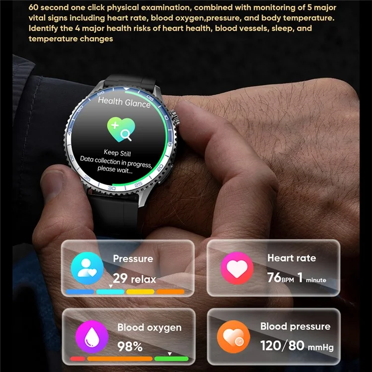 MT900 ECG Smart Watch 1.56 AMOLED Display Alipay Bluetooth-Compatible Calling Health Monitor Sport Watch - Black