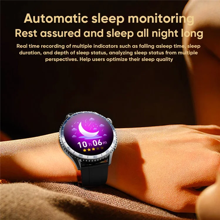 MT900 ECG Smart Watch 1.56 AMOLED Display Alipay Bluetooth-Compatible Calling Health Monitor Sport Watch - Black