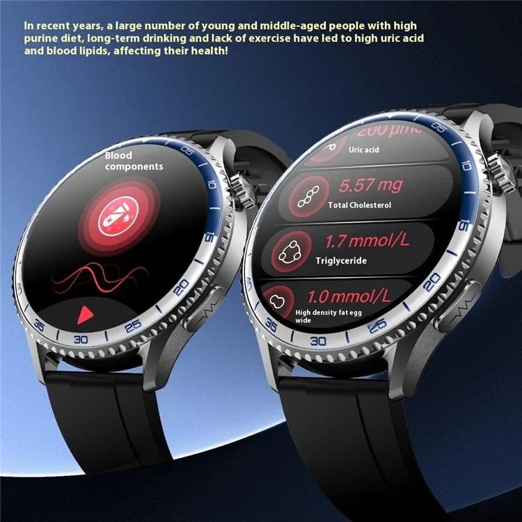 MT900 ECG Smart Watch 1.56 AMOLED Display Alipay Bluetooth-Compatible Calling Health Monitor Sport Watch - Black