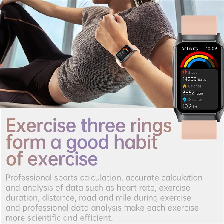 Bracelet connecté T69 Moniteur d'activité physique Écran incurvé Compatible Bluetooth Appels Suivi de la santé Bracelet de sport - Noir