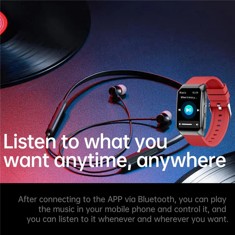 Bracelet connecté T69 Moniteur d'activité physique Écran incurvé Compatible Bluetooth Appels Suivi de la santé Bracelet de sport - Noir