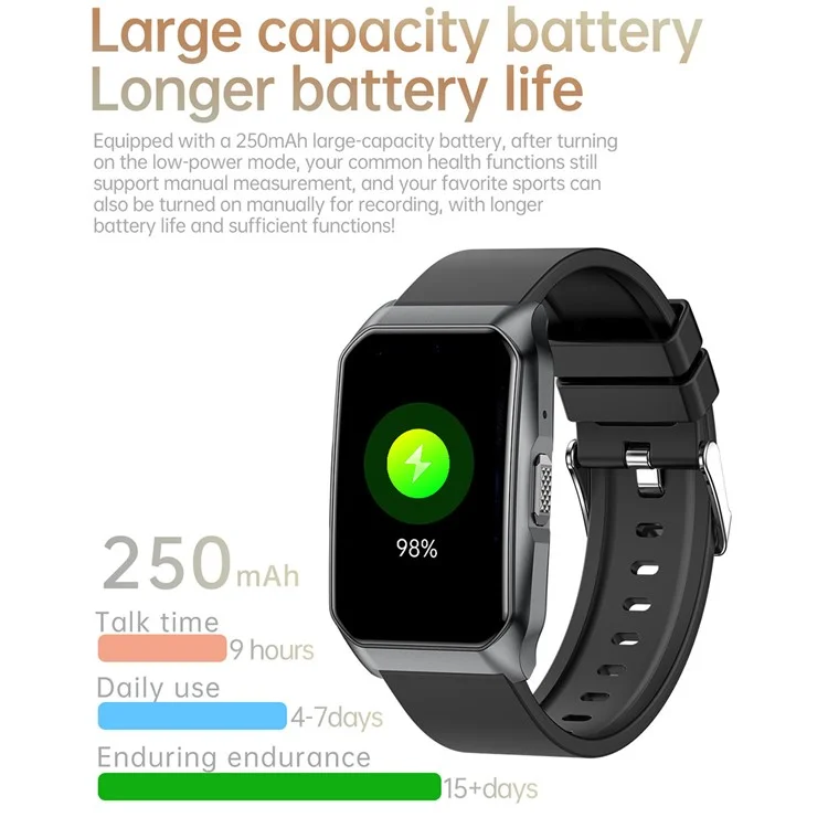 Bracelet connecté T69 Moniteur d'activité physique Écran incurvé Compatible Bluetooth Appels Suivi de la santé Bracelet de sport - Noir