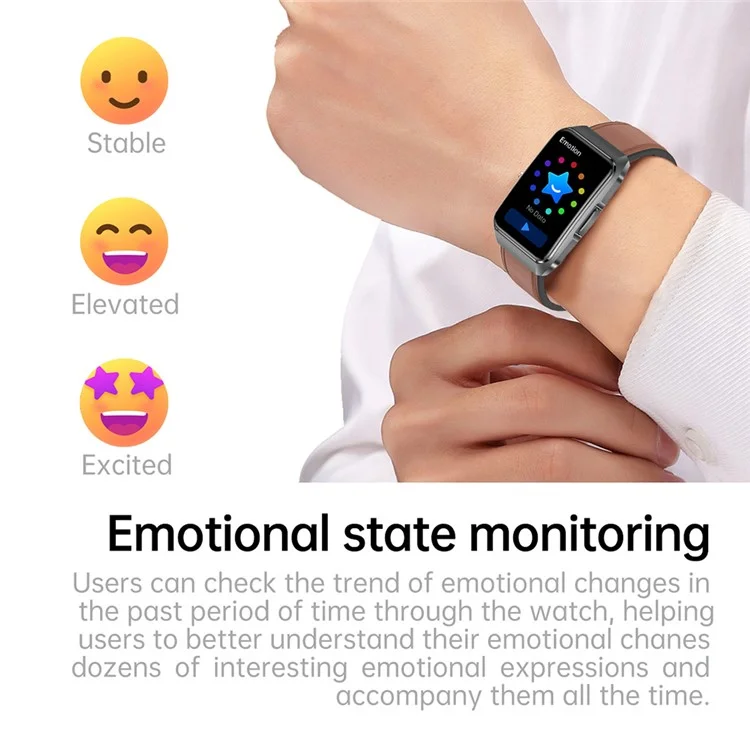 ET650 Pulsera Inteligente de Cuero + Silicona con Monitor de Temperatura Corporal y Llamadas Bluetooth - Negro