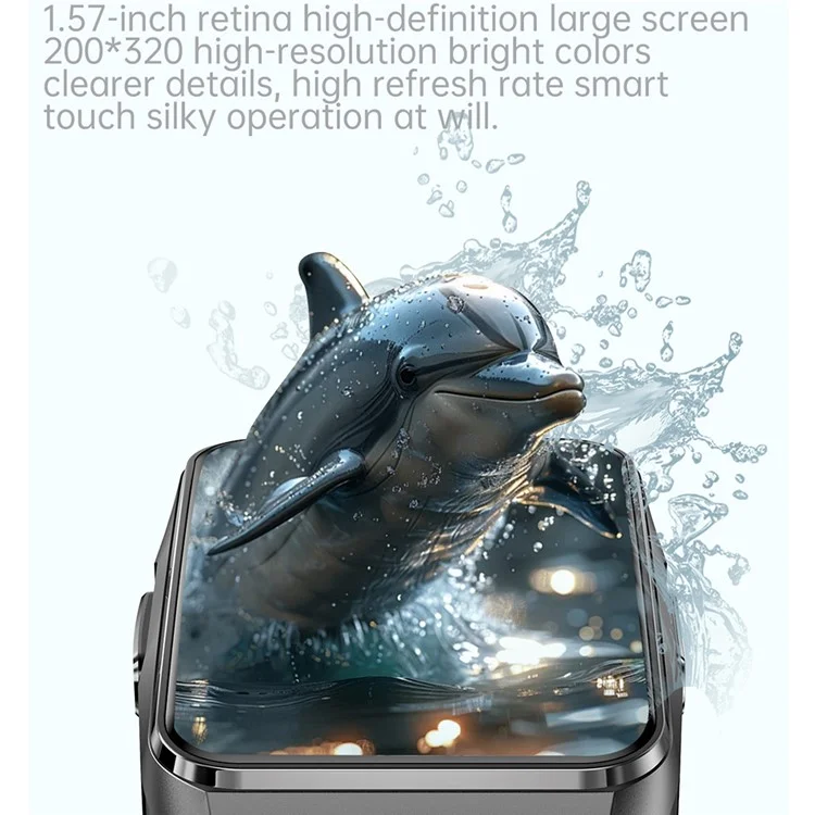 ET650 Pulsera Inteligente de Cuero + Silicona con Monitor de Temperatura Corporal y Llamadas Bluetooth - Negro