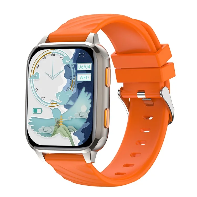 FW12 Smartwatch da 1,85 pollici con Monitoraggio Frequenza Cardiaca e Ossigeno nel Sangue, Chiamate Bluetooth, Tracker di Salute - Arancione