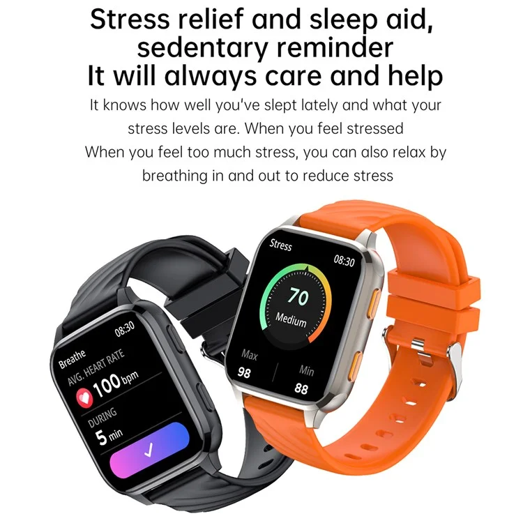 FW12 Smartwatch da 1,85 pollici con Monitoraggio Frequenza Cardiaca e Ossigeno nel Sangue, Chiamate Bluetooth, Tracker di Salute - Arancione