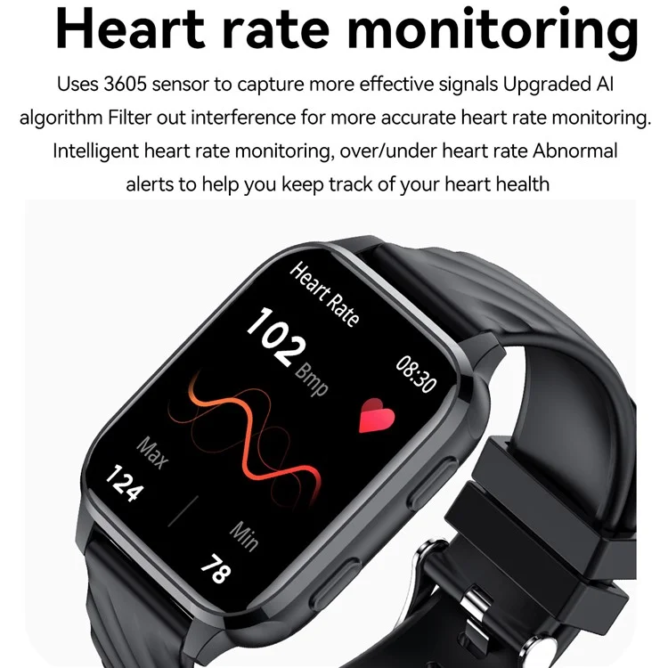 FW12 Smartwatch da 1,85 pollici con Monitoraggio Frequenza Cardiaca e Ossigeno nel Sangue, Chiamate Bluetooth, Tracker di Salute - Arancione