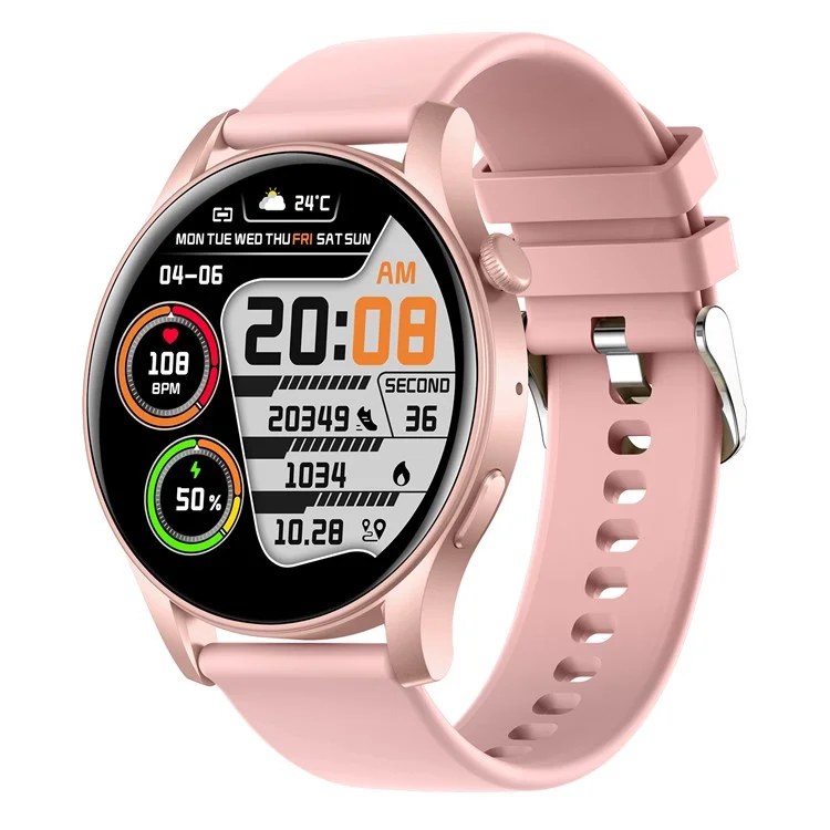 KC88 1.43 Inch AMOLED Screen Smart Watch Bluetooth-compatible Calling Heart Rate Blood Pressure Monitor - Pink