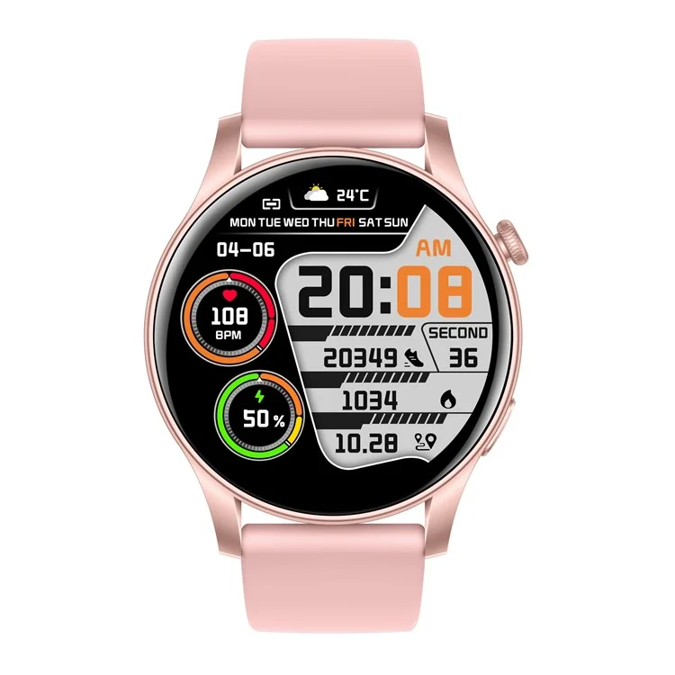 KC88 1.43 Inch AMOLED Screen Smart Watch Bluetooth-compatible Calling Heart Rate Blood Pressure Monitor - Pink