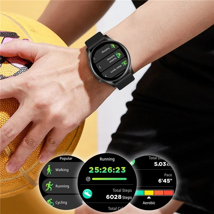 KC88 1.43 Inch AMOLED Screen Smart Watch Bluetooth-compatible Calling Heart Rate Blood Pressure Monitor - Pink