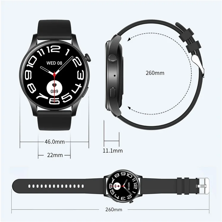 KC88 1.43 Inch AMOLED Screen Smart Watch Bluetooth-compatible Calling Heart Rate Blood Pressure Monitor - Pink