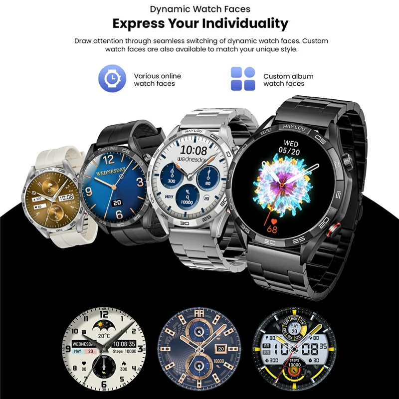 HAYLOU Solar 5 1.58 Inch AMOLED Screen Smart Watch Health Monitor Bluetooth-compatible Call Wristwatch - Silver