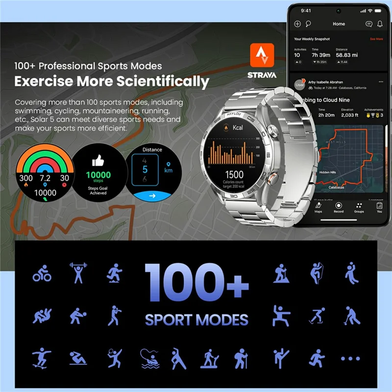 HAYLOU Solar 5 1.58 Inch AMOLED Screen Smart Watch Health Monitor Bluetooth-compatible Call Wristwatch - Silver