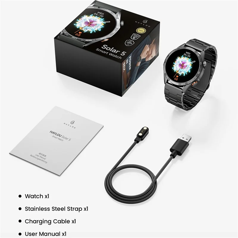 HAYLOU Solar 5 1.58 Inch AMOLED Screen Smart Watch Health Monitor Bluetooth-compatible Call Wristwatch - Silver