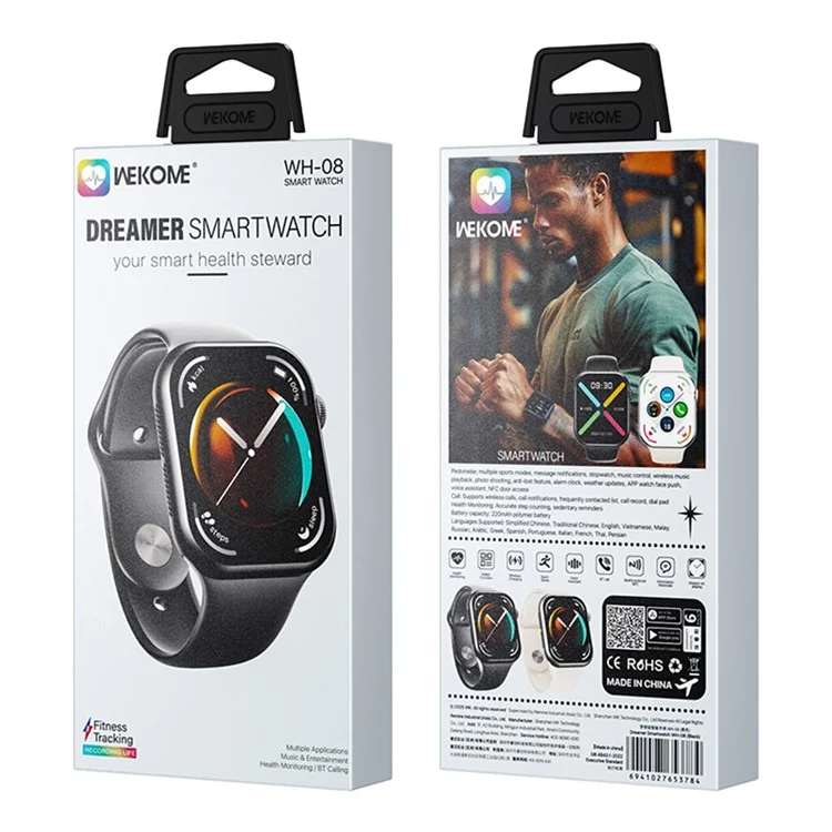 WEKOME WH-08 Smart Watch BT 5.4 2.01 Inch HD Screen Health Monitor Multi-Language Support NFC - Black