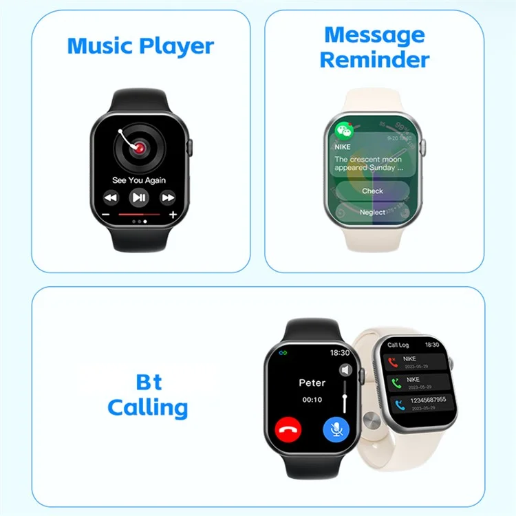 WEKOME WH-08 Smart Watch BT 5.4 2.01 Inch HD Screen Health Monitor Multi-Language Support NFC - Black