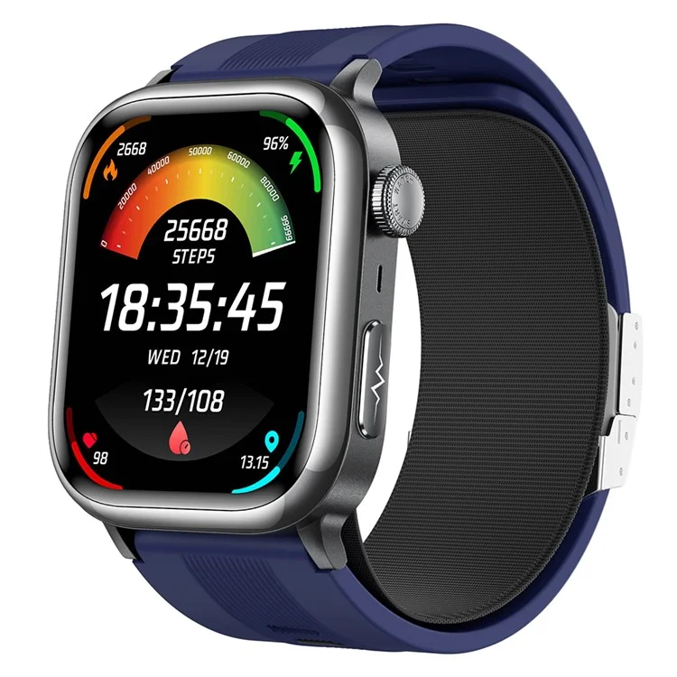 Reloj Inteligente TK66 con Monitor de Presión Arterial y ECG, Llamadas Bluetooth y Alerta SOS de Emergencia - Azul