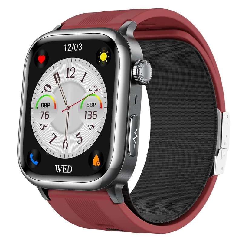 Reloj inteligente TK66 con monitor de tensión arterial y ECG, llamadas Bluetooth y alerta de emergencia SOS - Rojo