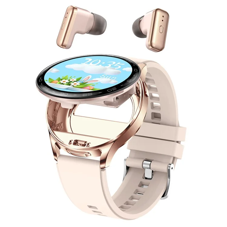 T97 2-in-1 Smartwatch mit kabellosen Kopfhörern Bluetooth-kompatibel Anrufe Gesundheitsüberwachung Sportwasserdichte Uhr - Gold