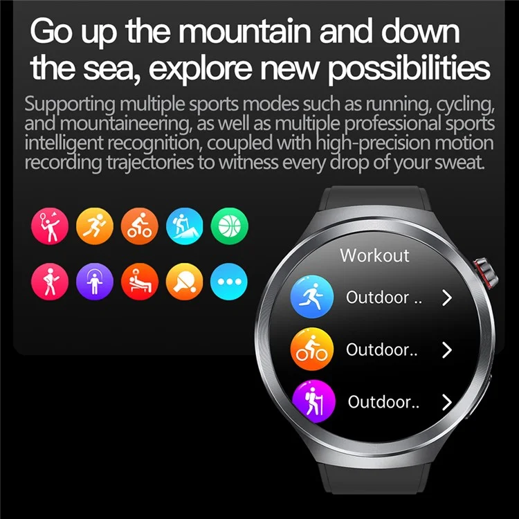 ET475 1.73 Inch AMOLED Screen Smart Watch ECG Health Monitor Bluetooth-Compatible Calling Watch, Leather Strap - Black