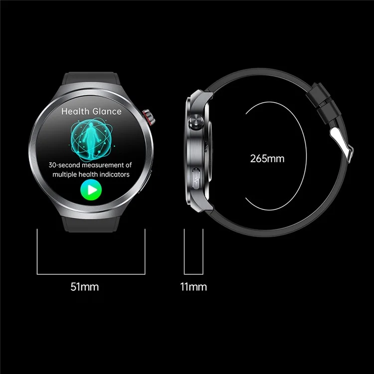 ET475 1.73 Inch AMOLED Screen Smart Watch ECG Health Monitor Bluetooth-Compatible Calling Watch, Leather Strap - Black