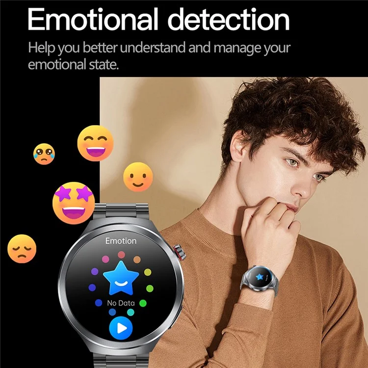 ET475 1.73 Inch AMOLED Screen Smart Watch ECG Health Monitor Bluetooth-Compatible Calling Watch, Leather Strap - Black