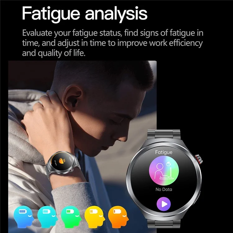 ET475 1.73 Inch AMOLED Screen Smart Watch ECG Health Monitor Bluetooth-Compatible Calling Watch, Leather Strap - Black