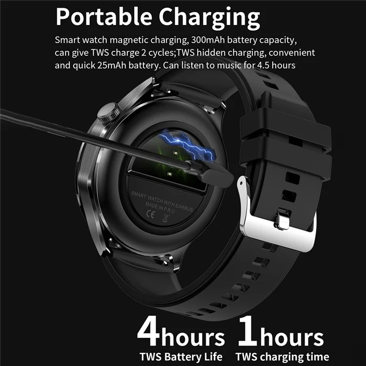 T98 Smartwatch mit integrierten Ohrhörern AMOLED Rundbildschirm Wasserdichte Bluetooth-kompatible Anruf-Uhr - Gold