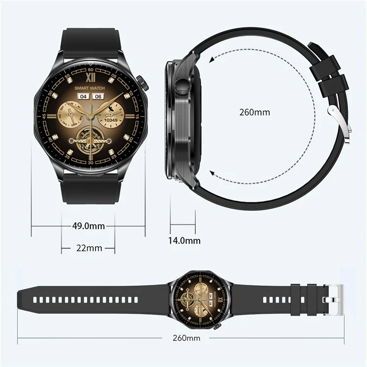 T98 Smartwatch mit integrierten Ohrhörern AMOLED Rundbildschirm Wasserdichte Bluetooth-kompatible Anruf-Uhr - Gold