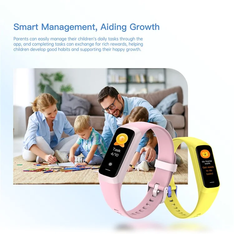 Relógio inteligente para crianças Wish 3 com sistema de recompensa, controle parental, monitoramento de exercícios e pulseira inteligente - Amarelo