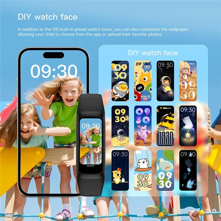 Relógio inteligente para crianças Wish 3 com sistema de recompensa, controle parental, monitoramento de exercícios e pulseira inteligente - Amarelo