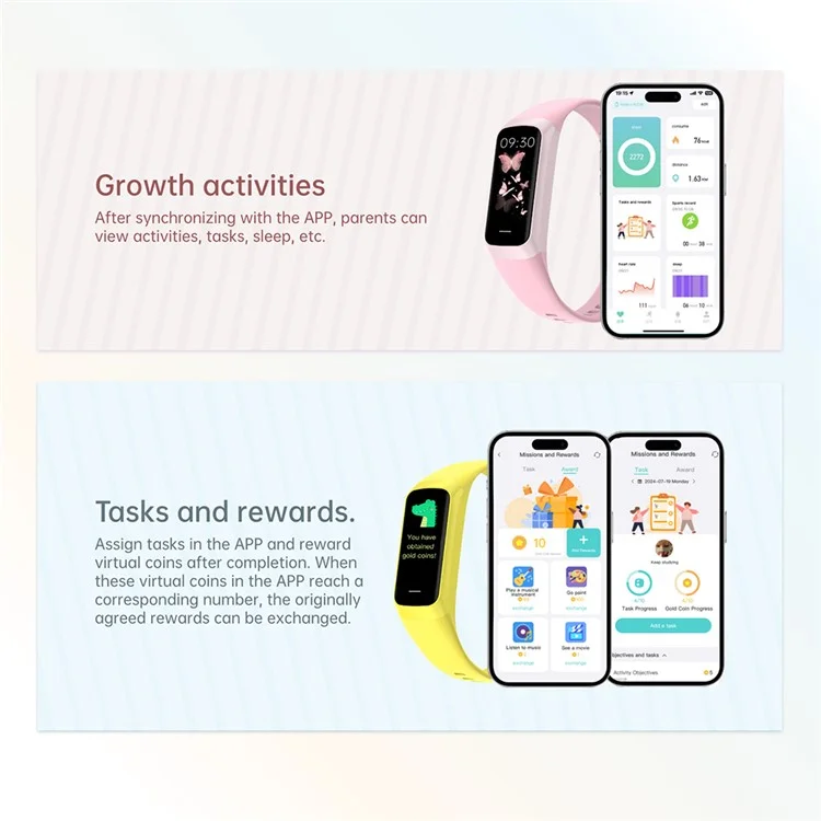 Montre Connectée Wish 3 pour Enfants avec Système de Récompenses, Contrôle Parental via Application, Suivi d'Exercices - Rose