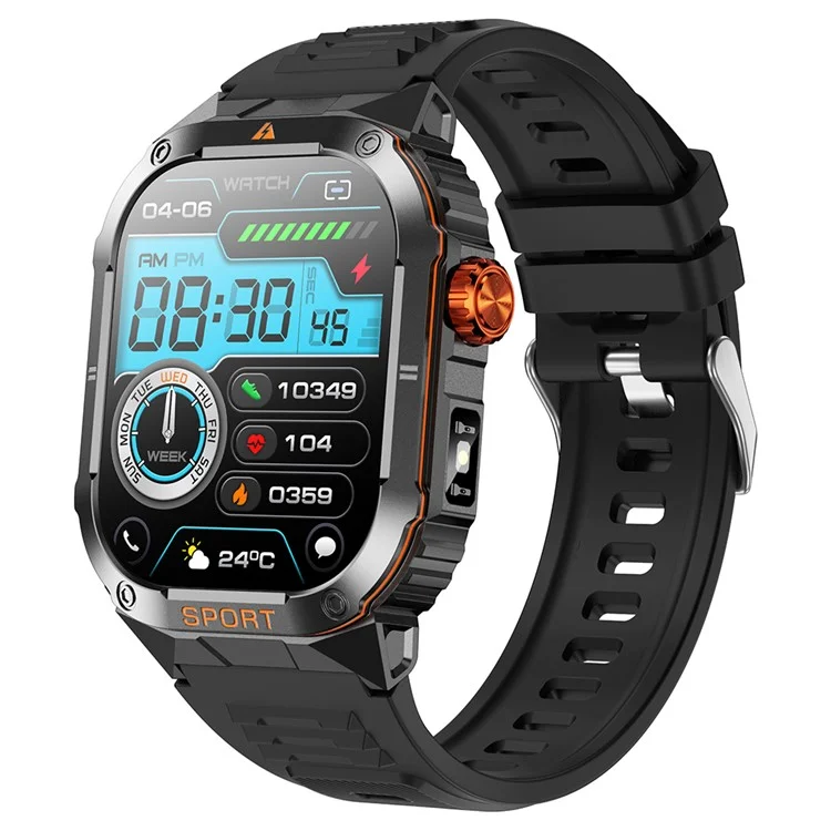 D16 Smart Watch Multifunctional Bluetooth-Compatible Calling Waterproof Pedometer Fitness Tracker for Men - Black